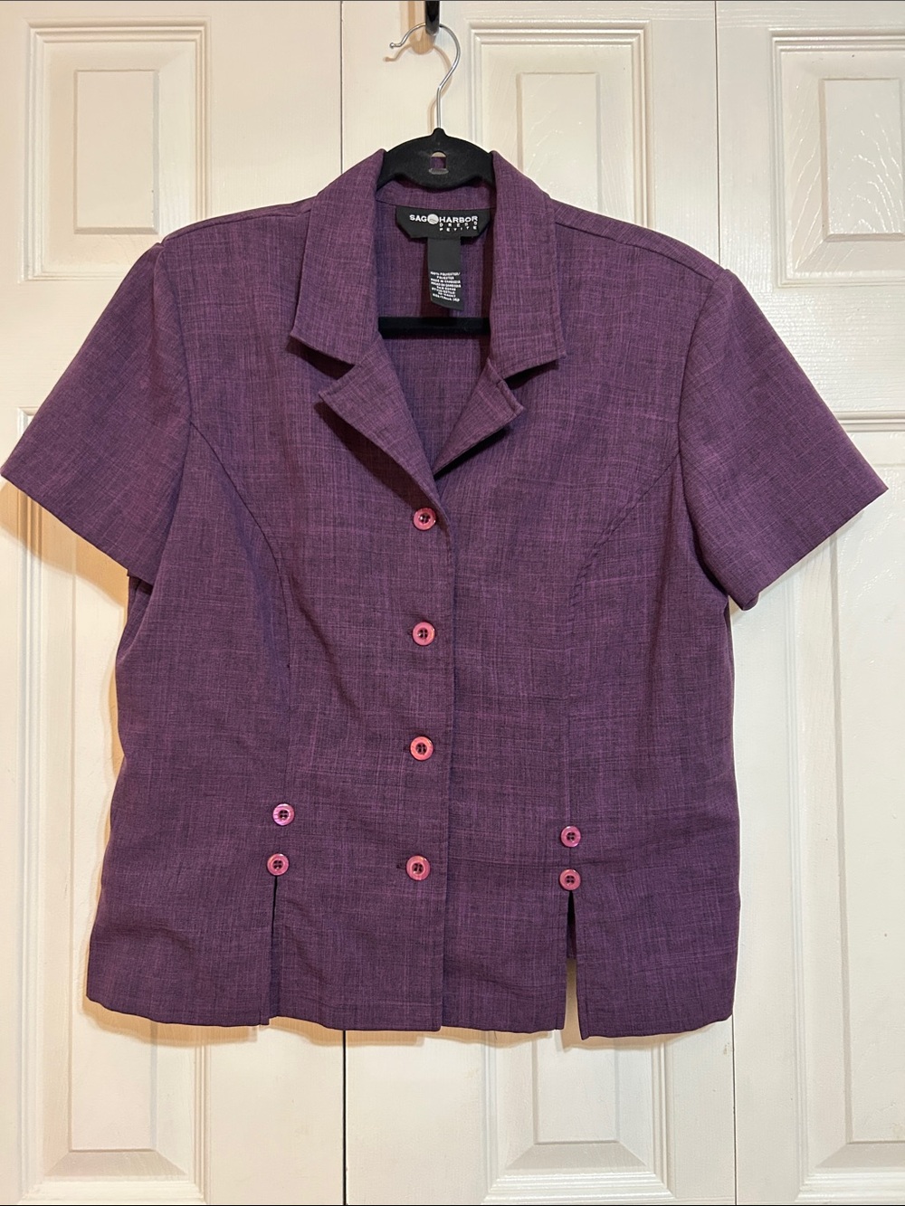 Sag Harbor Plum Short-Sleeve Button Front Shirt